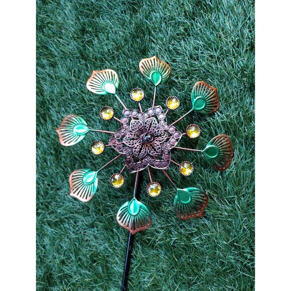 Wind Spinner Rustic Brown Pinwheel Rotating Metal Home Garden Yard Art - Picture 6 of 9